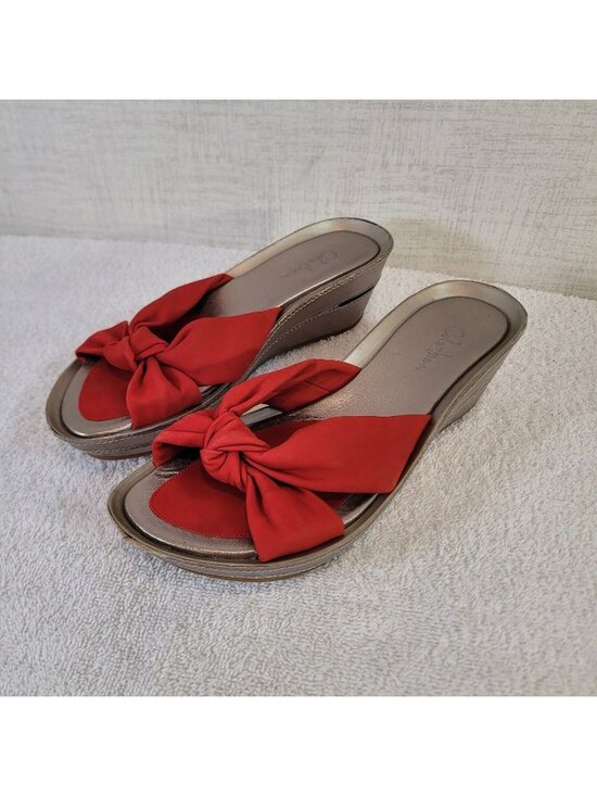 Cole Haan Shoes - Cole Haan Platform Wedge Sandals Womens 6.5 Red Slip On Air Cushioned EUC